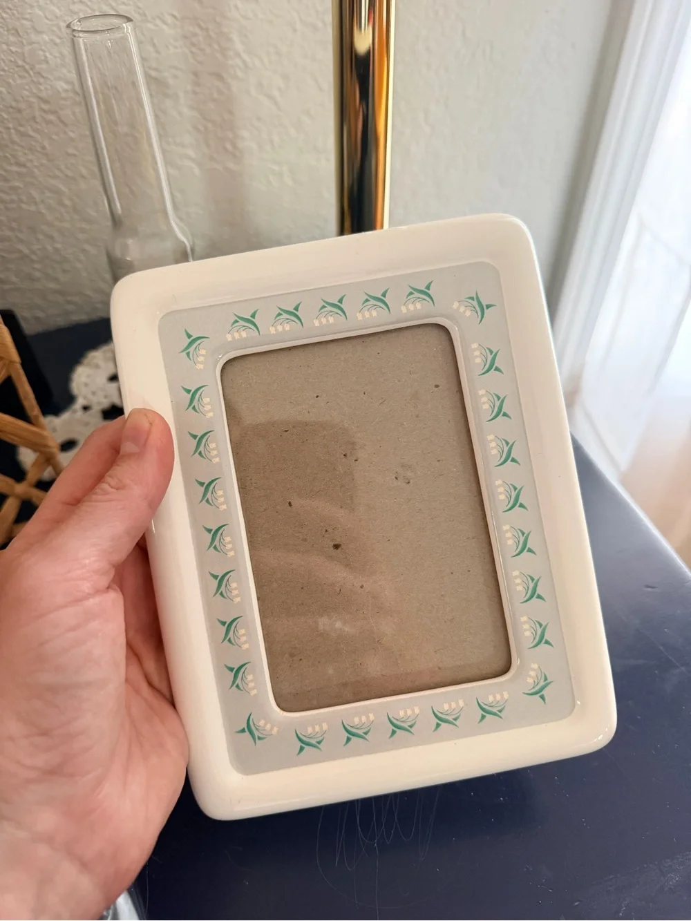 Hallmark White Frame with Turquoise Floral Border